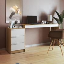 Escrivaninha 3 Gavetas Em Mdp - Lamina Mel/Branco Escrivaninha 3 Gavetas Em Mdp - Lamina Mel/Branco