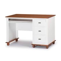 Escrivaninha 3 Gavetas Suporte para Teclado Divisor de Ambiente 50605 Linz Moveis - Imbuia Glazer