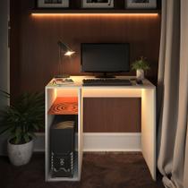 Escrivaninha 90x50 Branca Cobre Quarto Escritório Home Office Colmeia Vazada Metal Madeira Sem Led - E-LED BRASIL