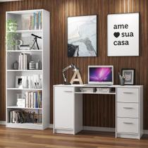 Escrivaninha Alaska com Estante Livreiro Branco Madesa Escrivaninha Alaska com Estante Livreiro Branco Madesa