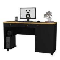 Escrivaninha Ariel Luxo 2 gavetas, 1 porta, prateleira para CPU e rodízios