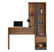 Escrivaninha Armário Nichos Mesa Estudo Multifuncional Gavetas Prateleiras Home Office Branco MDF