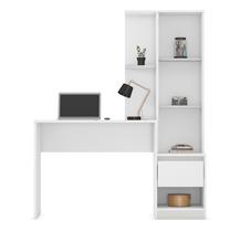 Escrivaninha Armário Nichos Mesa Estudo Multifuncional Gavetas Prateleiras Home Office Branco MDF Escrivaninha Armário Nichos Mesa Estudo Multifuncional Gavetas Prateleiras Home Office Branco MDF