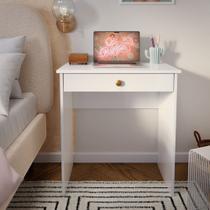 Escrivaninha Bancada para Notebook Quarto Mesa de Computador Home Office Estudo Estação de Trabalho com 1 Gaveta Estilo Branco