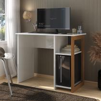 Escrivaninha Bancada para Notebook Quarto Mesa de Computador Home Office Estudo Estação de Trabalho Monalisa Branco/Freijó