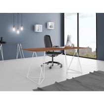 Escrivaninha Bela Vista Cavalete Tampo Imbuia Base Ferro Branco Escrivaninha Bela Vista Cavalete Tampo Imbuia Base Ferro Branco