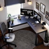 Escrivaninha Berlim em L 120x120cm Mesa para Computador Home Office Canto Industrial Moderna para Escritório Gamer com Tampo Amplo 45cm