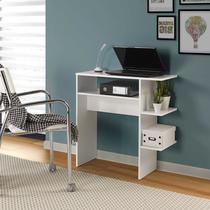 Escrivaninha Branca de Madeira MDF Mesa Notebook Prateleiras