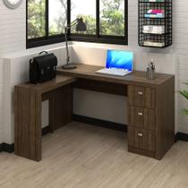 Escrivaninha Canto Escritório Home Office 3 Gavetas Nogal Escrivaninha Canto Escritório Home Office 3 Gavetas Nogal