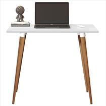 Escrivaninha Classic MDF Pés Madeira Retrô Branco DWR