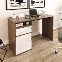 Escrivaninha Com 1 Porta e 1 Gaveta Artany Hall Cor Ipê com Branco