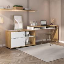 Escrivaninha com 2 Portas e Nichos Flex Cor Olmo com Branco