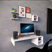 Escrivaninha Com 3 Prateleiras Estudos Home Office Suspensa 70cm__06__70cm - Jha's MDF