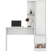 Escrivaninha com Armário 1 Porta c/ Nichos Office Luna Branco Escrivaninha com Armário 1 Porta c/ Nichos Office Luna Branco