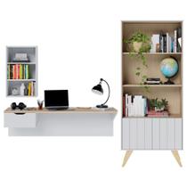 Escrivaninha com Estante 3 Prateleiras Tech Link Moov Branco Fosco Tauari Nobre Escrivaninha com Estante 3 Prateleiras Tech Link Moov Branco Fosco Tauari Nobre