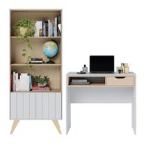 Escrivaninha com Estante Bit Link Moov Branco Fosco Tauari Nobre Escrivaninha com Estante Bit Link Moov Branco Fosco Tauari Nobre