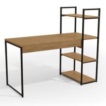 Escrivaninha com Estante Lumí Freijó e Preta Escrivaninha com Estante Lumí Freijó e Preta