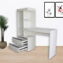 Escrivaninha com Estante para Escritório Branca 100% MDF Lilies Móveis Escrivaninha com Estante para Escritório Branca 100% MDF Lilies Móveis