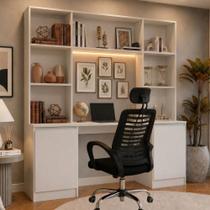Escrivaninha com Estante Smart MP6075 2 Portas MDF 180CM Branco Multimóveis Escrivaninha com Estante Smart MP6075 2 Portas MDF 180CM Branco Multimóveis