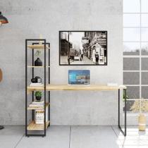 Escrivaninha com Estante Studio Carvalho e Preta 146 cm