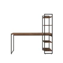 Escrivaninha com Estante Studio Nogal e Preta 146 cm