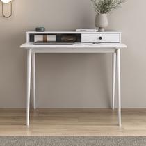 Escrivaninha Com Nicho Organizador Minimalista Madeira Branca Malina