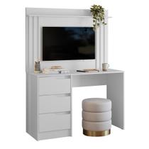 Escrivaninha Com Painel Doble Sofisticada Para Estudo Quarto E Sala Assitir TV Notebook Moderna Luxo