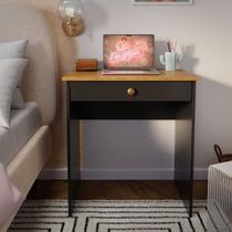 Escrivaninha com puxador moderno 1 gaveta em MDP Estilo - Preto com Freijó