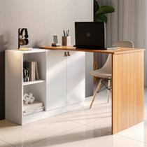 Escrivaninha com Tampo Articulado Telasul Versa Home 2 Portas Freijó/Branco