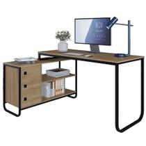 Escrivaninha De Canto 3 Gavetas P1063 Oak Preto Pp Milani Store