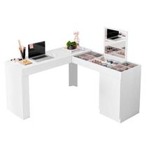 Escrivaninha de Canto com Penteadeira Star Branco Fosco