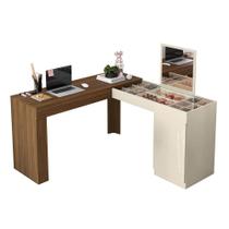 Escrivaninha de Canto com Penteadeira Star Freijo / Off White - Mobler