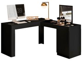 Escrivaninha de Canto com Penteadeira Star Preto Fosco