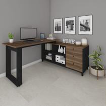 Escrivaninha de canto Flex Home Office Em L Next Ipe Preto - Artany