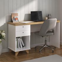 Escrivaninha de Estudos Mesa Office com Gavetas Sky Olmo/Branco