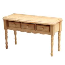 Escrivaninha de madeira Dollhouse em miniatura, escala 1:12 com gavetas