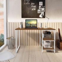 Escrivaninha De Notebook Office Star 120cm 2 Prateleiras Klm Branco Com Imbuia Escrivaninha De Notebook Office Star 120cm 2 Prateleiras Klm Branco Com Imbuia