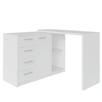 Escrivaninha Em L Com 4 Gavetas 1 Porta E Nicho London Branco