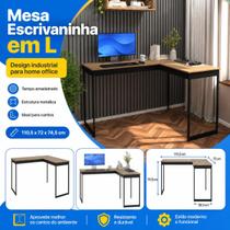 Escrivaninha em L Compacta e Funcional 110,5x72x74,5cm para Quarto Escritório Estudo e Trabalho Escrivaninha em L Compacta e Funcional 110,5x72x74,5cm para Quarto Escritório Estudo e Trabalho