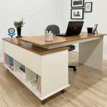 Escrivaninha em L Cor Branco com Cedro/Grafitto Oggi Novara Escrivaninha em L Cor Branco com Cedro/Grafitto Oggi Novara