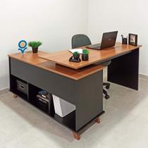 Escrivaninha em L Cor Freijó Com Preto Oggi Novara