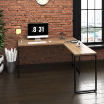 Escrivaninha Em L Mesa De Canto Cor Lâmina com Preto 150x150 Estilo Vintage Para Home Office Escritório Industrial Escrivaninha Em L Mesa De Canto Cor Lâmina com Preto 150x150 Estilo Vintage Para Home Office Escritório Industrial