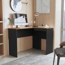 Escrivaninha Em L Mesa De Canto Para Escritório Multifuncional - JM3 Móveis Cor:Preto/Nature Escrivaninha Em L Mesa De Canto Para Escritório Multifuncional - JM3 Móveis Cor:Preto/Nature