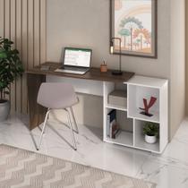 Escrivaninha em L ou Reta com Nichos Moderna Urban Ipê/Branco Escrivaninha em L ou Reta com Nichos Moderna Urban Ipê/Branco