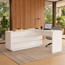 Escrivaninha em L ou Reta Oring 6 Gavetas 230cm CabeCasa MadeiraOriginals Branco Escrivaninha em L ou Reta Oring 6 Gavetas 230cm CabeCasa MadeiraOriginals Branco