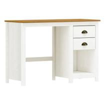 Escrivaninha em Madeira 2 Gavetas Linha Topázio - Branco/Freijó Escrivaninha em Madeira 2 Gavetas Linha Topázio - Branco/Freijó