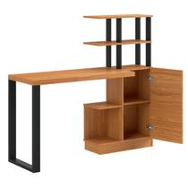 Escrivaninha em MDF 5 Prateleiras 1 Porta 135 cm Freijó/Preto Fosco Pradel Dalla Costa F17 Escrivaninha em MDF 5 Prateleiras 1 Porta 135 cm Freijó/Preto Fosco Pradel Dalla Costa F17