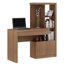 Escrivaninha Estante com 2 Portas e 1 Gaveta Funcional MDP Amêndoa Tecnomobili