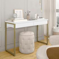 Escrivaninha Estilo Industrial Cayman 2 Gavetas Dourado/branco - M.a - A Móveis Arapongas
