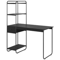 Escrivaninha Estilo Industrial Home Office Com Prateleira Porta Objetos Gaveta Espaço CPU